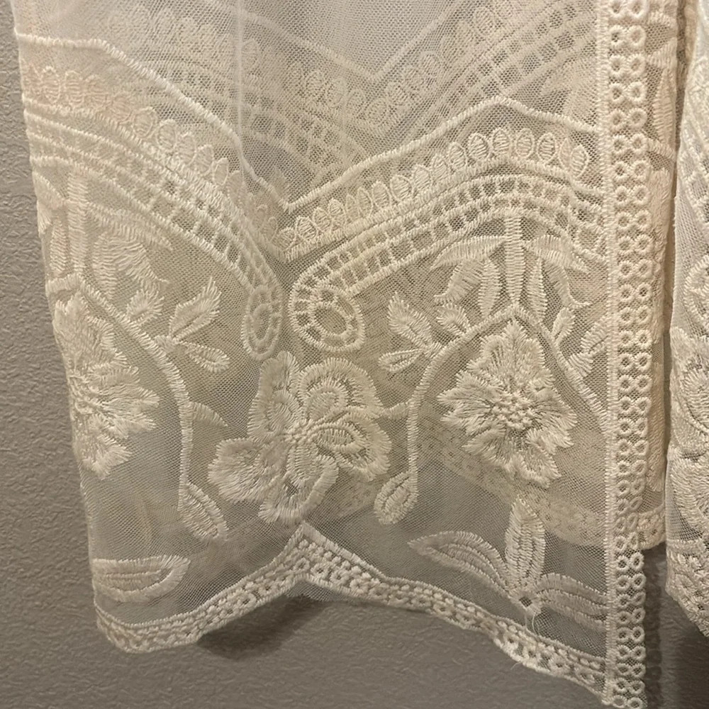 She + Sky Lace Midi Long Kimono Cardigan - Cream - Picture 6 of 8
